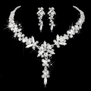 Bride Necklace Earrings Set Crystal Bridal Wedding Jewelry